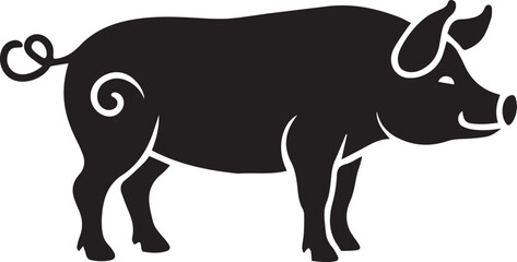 Pig Silhouette Side View Round Body Minimal Vector