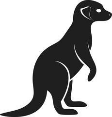Black meerkat silhouette animal wildlife standing mammal alert isolated