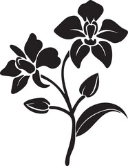 Orchid Silhouette with Three Petals Elegant Flat Art