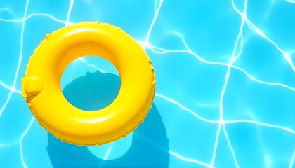 Vibrant yellow pool float on crystal blue water, creating a perfect summer scene.
