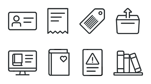 Library and education line icons set – outline, study and knowledge symbols