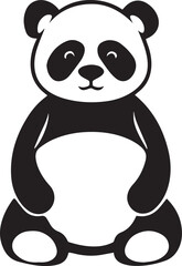Naklejka premium Panda Silhouette Sitting Cute Minimal Flat Design