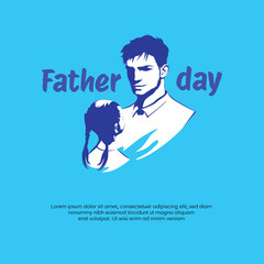 Father Day illustration template with a father and daughter looking at each other.