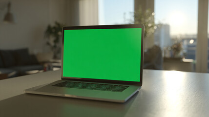 Laptop sits glowing, ready for work as modern device, symbol of technology and progress, feeling advanced