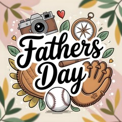 fathers day hand drawn letter with doodle art concept