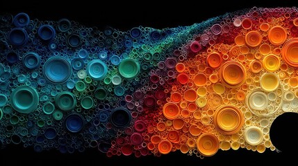 Abstract rainbow paper circles