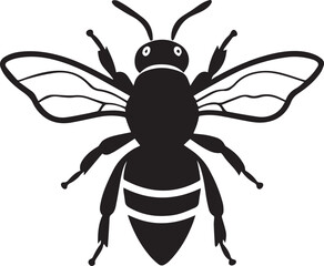 Bee Silhouette with Wings and Antennae Flat Vector Design