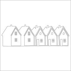 White background house icon, a real estate property symbol with a roof and window design