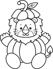 Outline of Cute Lion icon. Lineart of Funny baby Lion animal series stock illustration. life of fluffy Lion designs.