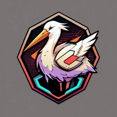 Cyberpunk Stork Emblem: A Futuristic Bird Badge