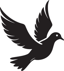 Dove Silhouette Flying Open Wings Minimal Vector Art