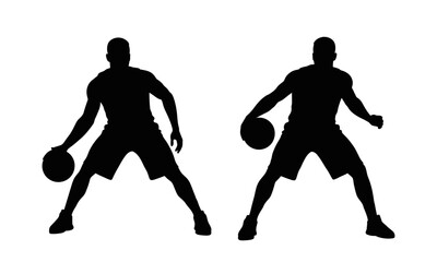 Basketball player dribbling silhouette vector illustration