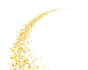 Golden dust shiny swirl isolated on transparent background