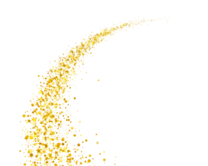 Golden dust shiny swirl isolated on transparent background