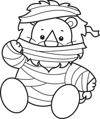 Outline of Cute Lion icon. Lineart of Funny baby Lion animal series stock illustration. life of fluffy Lion designs.