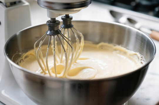 modern mixer with cream kitchen closeup concept mezclador moderno con crema cocina closeup concepto mixer moderne avec cuisine cr&egrave;me closeup concept mutfak kek hamuru