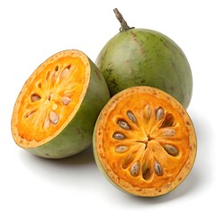 Fresh bael fruit, clean white background