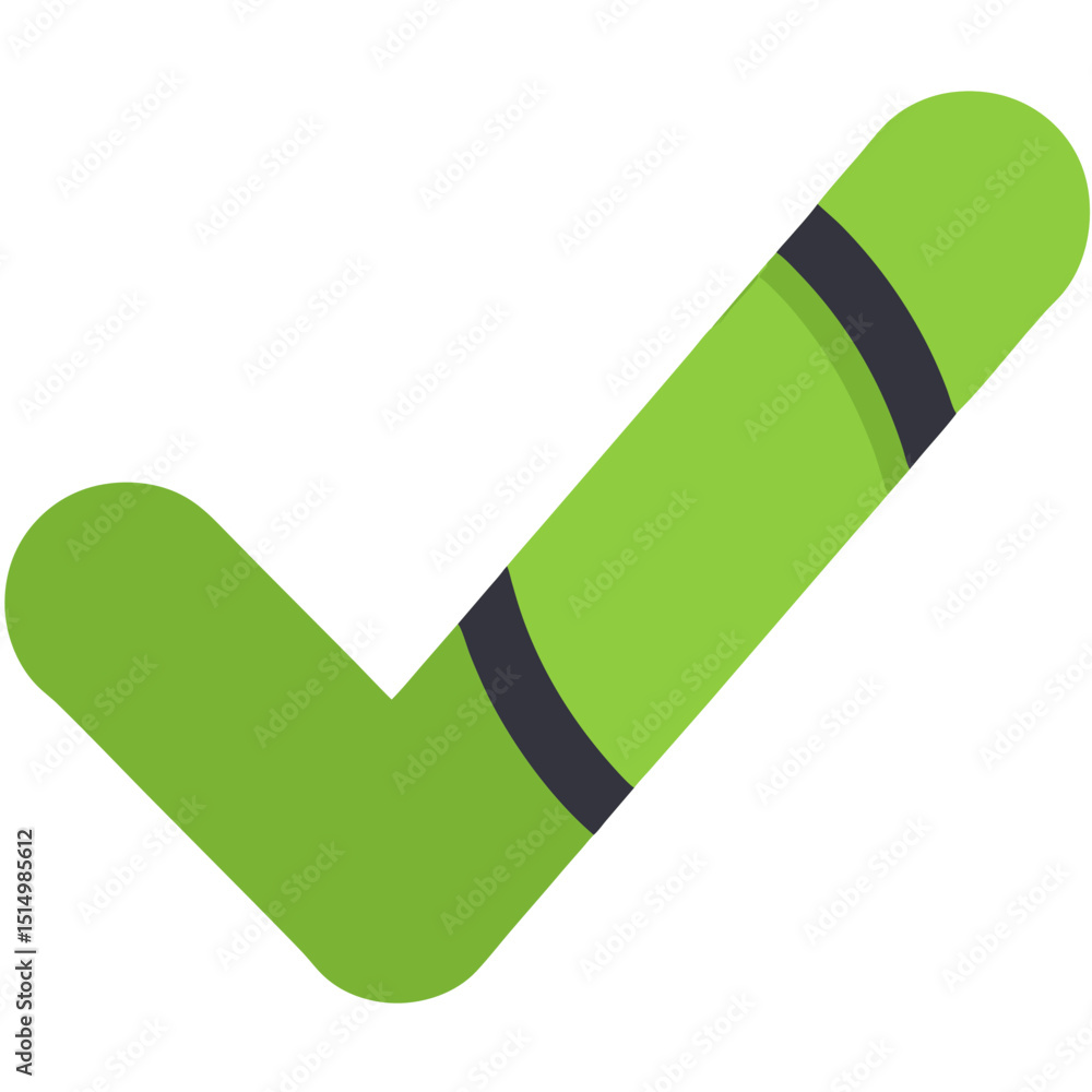 Poster icon of a green check mark on a black background symbolizing completion and approval