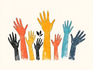 Fototapeta premium Raised Hands with Unity, Growth, and Hope.
