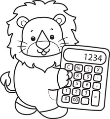 Coloring book of Cute Lion icon. Outline of Funny baby Lion animal series stock illustration. life of fluffy Lion designs.
