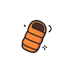 Sleeping bag in vibrant orange hues ready for outdoor adventures. Ideal for camping, hiking, backpacking, and other outdoor activities.