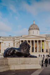 The iconic National Gallery stands prominently in London's Trafalgar Square, its grand Neoclassical...
