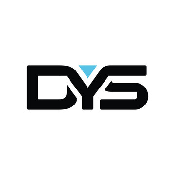 The image shows a flat monogram logo design of an initial letter DYS in black color with a blue accent that looks clean and sharp on a white background for general purposes

