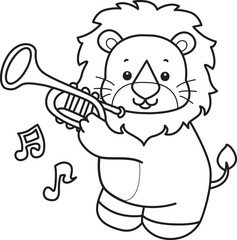Coloring book of Cute Lion icon. Outline of Funny baby Lion animal series stock illustration. life of fluffy Lion designs.
