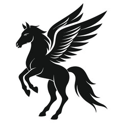 A pegasus silhouette illustration on white backgro