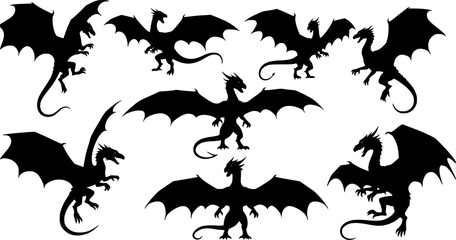 Obraz premium dragon silhouettes
