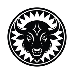 Bold Black and White Bison Head Design