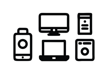 set of vector images of electronic devices