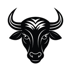 Stylized Black Bull Head Vector Illustration Design