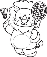 Coloring book of Cute Lion icon. Outline of Funny baby Lion animal series stock illustration. life of fluffy Lion designs.
