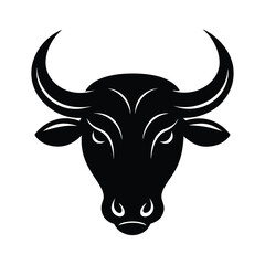 Black and white bull head vector illustration