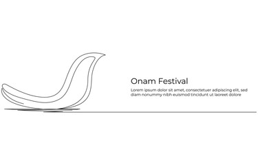 Onam Festival Celebration A Line Art Depiction of Dance and Culture, Single-Line Drawing of Jar, Bananas, Happy Onam Festival Bell Decorations, Traditional Clay Pot with Food 