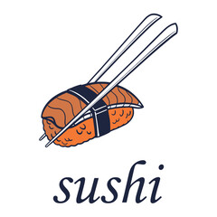 Illustration of some sushi pieces on a white background