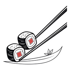 Illustration of some sushi pieces on a white background