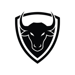 Bull head in shield logo vector illustration