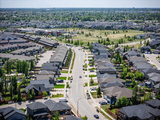 Residential neighborhood with houses and trees