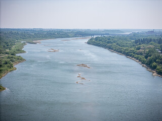 River with a bridge in the background
