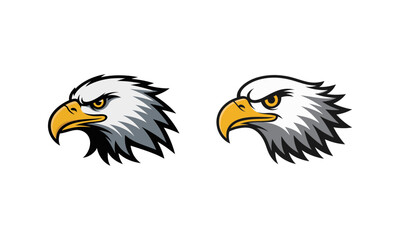 Colored Fierce Bald Eagle Head Vector Logo Illustration Set