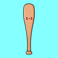 A cheerful cartoon Baseball Bat with a smiling face, perfect for fun sports illustrations.