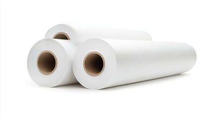 Rolls of white paper for printing on white background