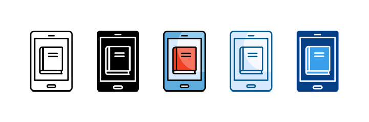 E-Book Icon Set Multiple Style Collection