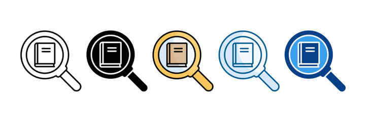 Book Search Icon Set Multiple Style Collection