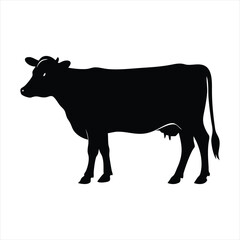 Black cow vector silhouette isolated Background, ai generated