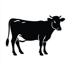 Cute Cartoon Cow Illustration, Dairy Farm Animal, Livestock Vector Art, Agriculture and Milk Silhouette , ai generated
