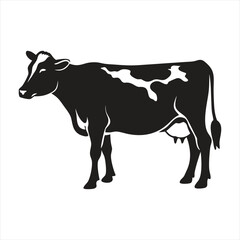 Cute Cartoon Cow Illustration, Dairy Farm Animal, Livestock Vector Art, Agriculture and Milk Silhouette , ai generated
