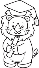 Coloring book of Cute Lion icon. Outline of Funny baby Lion animal series stock illustration. life of fluffy Lion designs.
